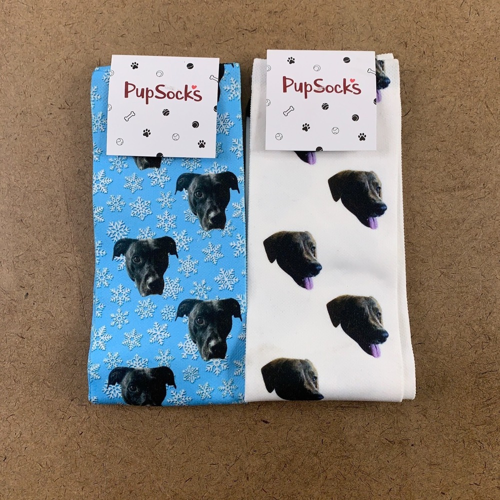 PupSocks Adult Unisex One Size Colorful Printed Crew Socks 2 Pairs NWT